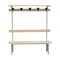 Panca in legno con alzata - a 5 posti - 150 x 40 x 185 cm - Fasma - PF/LE/S-A/1500 - DMwebShop