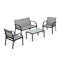 Salotto Ankara - nero-grigio - set 4 elementi - Garden Friend S1617067