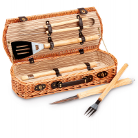 Set barbecue 5 attrezzi - in valigetta di vimini - Garden Friend C951033 - C951033/A - 8023755059675 - DMwebShop
