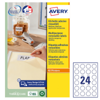 Etichette adesive L4851REV - carta bianca - rimovibile - adatta per stampati laser-inkjet - Ø 37 mm - 24 etic. Per foglio - conf. 25 fogli A4 - Avery