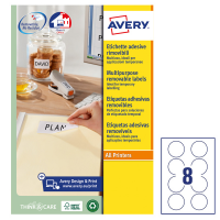 Etichette adesive L4852REV - carta bianca - rimovibile - Ø 63,5 mm - 8 etic. Per foglio - conf. 25 fogli A4 - Avery - L4852REV-25 - DMwebShop