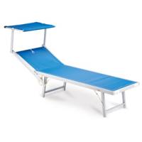 Lettino con copertura Ibiza 36 x 186 x 59 cm alluminio texilene blu - 25040