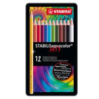 Pastello Aquacolor 1612 - tratto 2,8 mm - colori assortiti - astuccio in metallo 12 pezzi - Stabilo - 1612-5 - 4006381146487 - DMwebShop