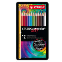 Pastello Aquacolor 1612 - tratto 2,8 mm - colori assortiti - astuccio in metallo 12 pezzi - Stabilo - 1612-5 - 4006381146487 - DMwebShop