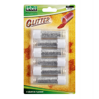 Porporina glitter - 2 gr - argento - conf. 6 tubi - Lebez 5134-AG