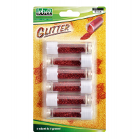 Porporina glitter - 2 gr - rosso - conf. 6 tubi - Lebez 5134-R