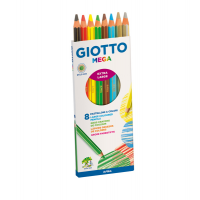 Pastelli colorati Mega - Ø mina 5,5 mm - colori assortiti - astuccio 8 pezzi - Giotto - 225400 - 8000825225413 - DMwebShop