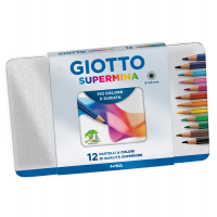 Pastello Supermina - mina 3,8 mm - colori assortiti - astuccio in metallo 12 pezzi - Giotto - 23670000 - 8000825236709 - DMwebShop