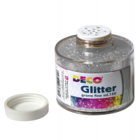 Barattolo Glitter - grana fine - 150 ml - argento - Deco