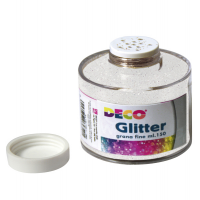 Barattolo Glitter - grana fine - 150 ml - bianco-iride - Deco