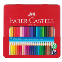 Matite colorate Colour Grip - acquerellabili - astuccio in metallo 24 pezzi - Faber Castell - 112423 - 4005401124238 - DMwebShop