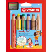 Pastelli Woody 3 in 1 - Ø mina 10 mm - con temperino - astuccio 6 pezzi - Stabilo - 8806-2 - 4006381346900 - DMwebShop