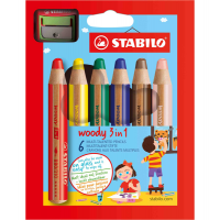 Pastelli Woody 3 in 1 - Ø mina 10 mm - con temperino - astuccio 6 pezzi - Stabilo - 8806-2 - 4006381346900 - DMwebShop