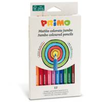 Matite colorate Jumbo diametro mina 5 - 5 mm colori assortiti astuccio 12 matite Primo 510MAXI12E - 10989