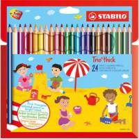 Pastello Trio Thick diametro mina 4,2 mm con temperino colori assortiti astuccio 24 pezzi Stabilo 203 2 24 - 10971