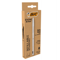 Penna sfera Cristal Re'New - con cappuccio - 1 mm - nero - Bic - 997201 - 3086123640122 - DMwebShop