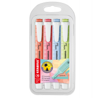 Evidenziatore Swing Cool Pastel - punta scalpello - tratto 1 - 4 mm - colori assortiti - astuccio 4 pezzi - Stabilo - 275/4-08-1 - 4006381559461 - DMwebShop