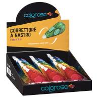 Correttore a nastro - 5 mm x 6 mt - ergonomico - colori assortiti - expo 18 pezzi - Colorosa - 360015 - 8004428045379 - DMwebShop