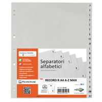 Separatore alfabetico A/Z - cartoncino bianco 160 gr - tasti