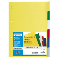Separatore Record S - 12 tasti - PP - 21 x 29,7 cm - A4 - multicolore - Sei Rota 580023