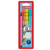 Pennarello Pen 68 - colori assortiti neon - astuccio 6 pezzi - Stabilo - 6806-1 - 4006381132503 - DMwebShop