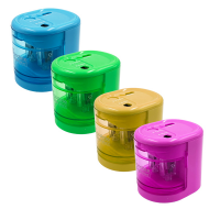Temperamatite elettrico con contenitore - 2 fori - colori assortiti - Lebez - 4306 - 8007509043066 - DMwebShop