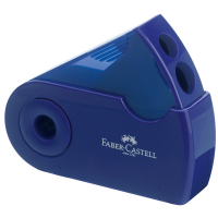 Temperamatite Sleeve con contenitore - 2 fori - con serbatoio - 70 x 34 x 20 mm - rosso e blu assortiti - Faber Castell - 182701 - 6933256608048 - DMwebShop