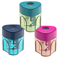 Temperamatite con contenitore - 1 foro - triangolare - con serbatoio - conf. 24 pezzi - Faber Castell - 183405 - 6933256640628 - DMwebShop