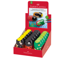 Temperamatite Animals con contenitore - 2 fori - con serbatoio e gomma assortiti - conf. 18 pezzi - Faber Castell - 183522 - 77111111 - DMwebShop