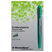 Evidenziatore a penna - punta scalpello - tratto 1 - 4 mm - verde - conf. 12 pezzi - Starline - STL1639. - 8025133019929 - DMwebShop