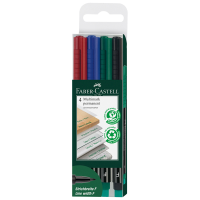 Pennarello Multimark universale permanente con gomma - punta fine 0,6 mm - astuccio 4 colori - Faber Castell - 151304 - 4005401513049 - DMwebShop