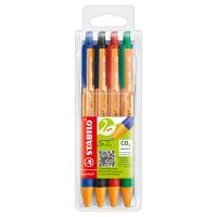 Penna a sfera a scatto Pointball Green - tratto 0,5 mm - 4 colori - conf. 4 pezzi - Stabilo - 6030/4 - 4006381437264 - DMwebShop