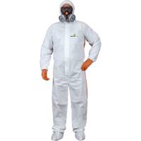 Tuta di protezione da rischio chimico DT125 - monouso - taglia L - bianco-arancio - Deltaplus - DT125GT - 3295249202958 - DMwebShop