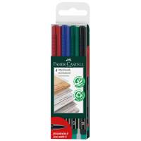 Pennarello Multimark universale permanente con gomma - astuccio 4 colori - punta superfine 0,4 mm - Faber Castell - 152304 - 4005401523048 - DMwebShop