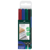 Pennarello Multimark universale permanente con gomma - punta media 1 mm - astuccio 4 colori - Faber Castell - 152504 - 4005401525042 - DMwebShop