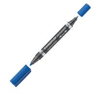 Pennarello Lumocolor Permanent Duo 348 punta feltro - punta 0,6 mm e 1,5 mm - blu - Staedtler - 348-3 - 4007817348017 - DMwebShop