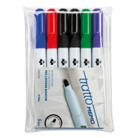 Pennarello a secco Memo per lavagne cancellabili - punta conica - 2,5 mm - astuccio 6 colori - Tratto - 854200 - 8000825854200 - DMwebShop