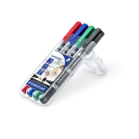 Pennarello Lumocolor Permanent Duo 348 punta feltro - punta 0,6 mm e 1,5 mm - astuccio 4 colori - Staedtler - 348WP4 - 4007817348079 - DMwebShop