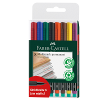 Pennarello Multimark universale permanente con gomma - punta superfine 0,4 mm - astuccio 8 colori - Faber Castell - 152309 - 4005401523093 - DMwebShop
