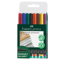 Pennarello Multimark universale permanente con gomma - punta fine 0,6 mm - astuccio 8 colori - Faber Castell - 151309 - 4005401513094 - DMwebShop