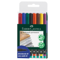 Pennarello Multimark universale permanente con gomma - punta media 1 mm - astuccio 8 colori - Faber Castell - 152509 - 4005401525097 - DMwebShop
