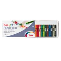 Pastelli per tessuto Fabric Fun - 15 colori assortiti - astuccio 15 pastelli - Pentel - PTS-15 - 4711577000152 - DMwebShop