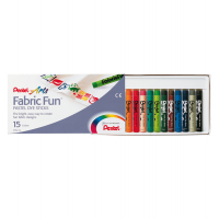 Pastelli per tessuto Fabric Fun - 15 colori assortiti - astuccio 15 pastelli - Pentel - PTS-15 - 4711577000152 - DMwebShop