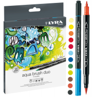 Pennarelli Aqua Brush Duo - punte 2 - 4 mm - astuccio 12 pezzi - Lyra - L6521120 - 4084900661628 - DMwebShop
