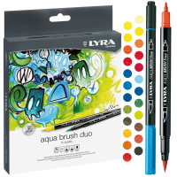 Pennarelli Aqua Brush Duo - punte 2 - 4 mm - astuccio 24 pezzi - Lyra - L6521240 - 4084900661659 - DMwebShop