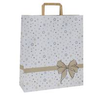 Shoppers con maniglie piattina carta - 26 x 11 x 34,5 cm - fantasia stellata - bianco - conf. 25 pezzi - Mainetti Bags - 086922 - 8029307086922 - DMwebShop