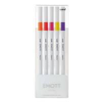 Fineliner Emott - tratto 0,4 mm - colori assortiti passion - conf. 5 pezzi - Uni Mitsubishi - M PEM-SY 5C 2 - 4902778248294 - DMwebShop