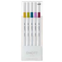 Fineliner Emott - tratto 0,4 mm - colori assortiti retro' - conf. 5 pezzi - Uni Mitsubishi - M PEM-SY 5C 8 - 4902778248355 - DMwebShop