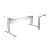 Scrivania compact Agora' - fianco - Ø x metallico - L - 160 x P120-80-60 x H 73 cm - con supporto metal e modesty panel - bianco - Artexport - URB/V-CP16DX+MOD/3 - DMwebShop