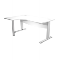 Scrivania compact Agora' - fianco s x metallico - L - 180 x P120-80-60 x H 73 cm - con supporto metal e modesty panel - bianco - Artexport - URB/V-CP18SX+MOD/3 - DMwebShop